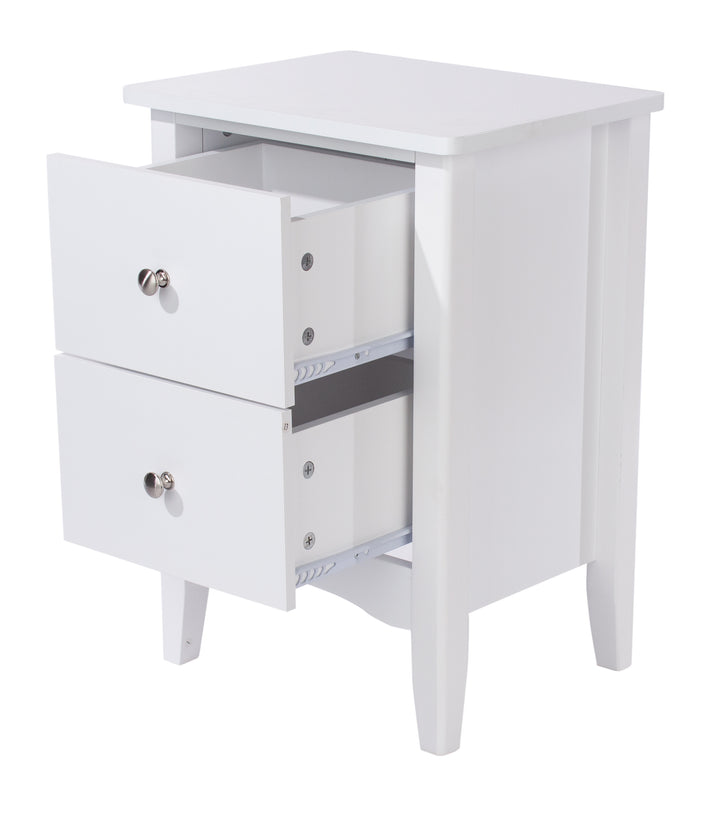 Como White 2 Drawer Bedside Cabinet  White  (DHD) Image 4
