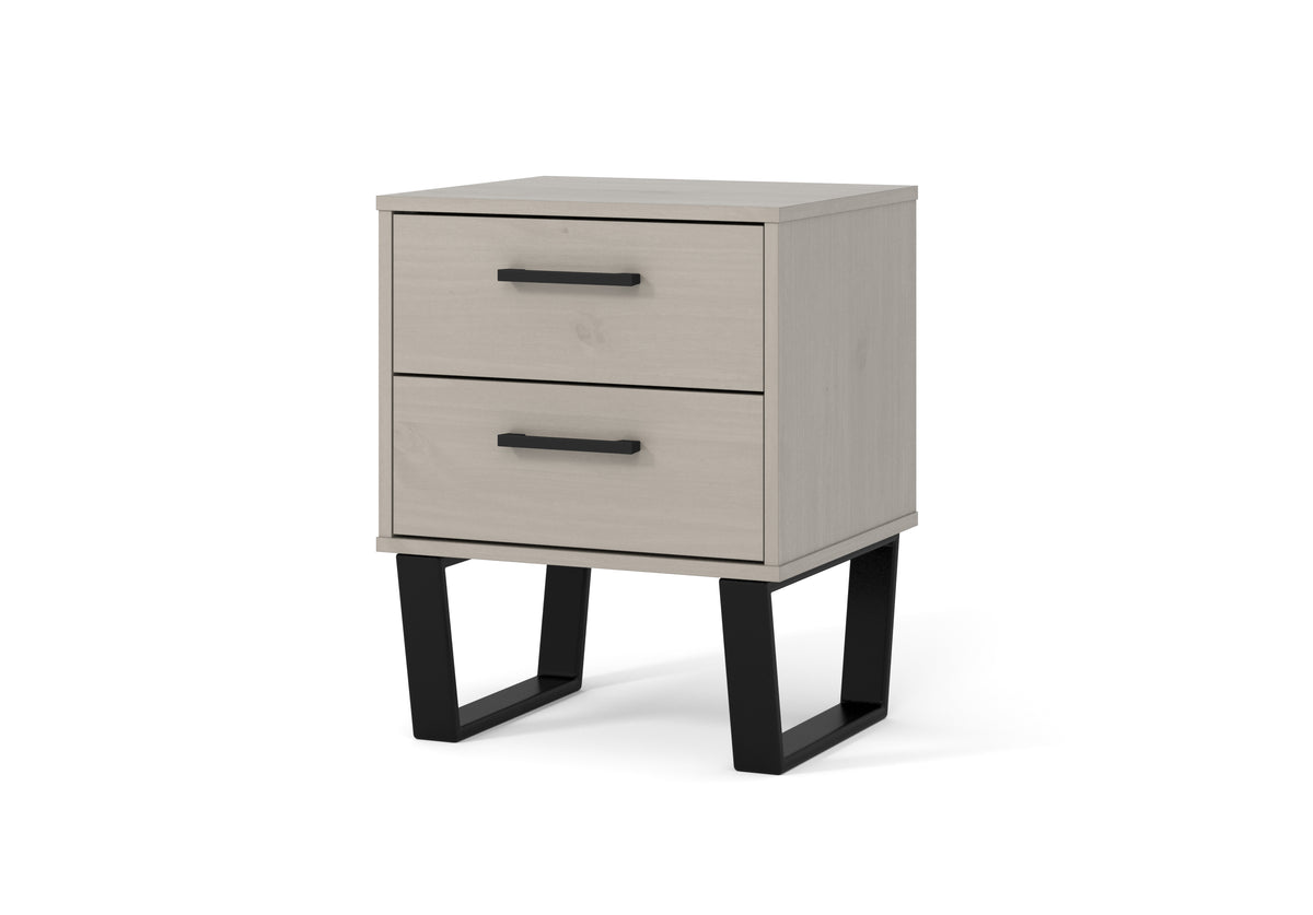 Texas 2 Drawer Bedside Cabinet Grey Waxed Pine Black (DHD) Image 1