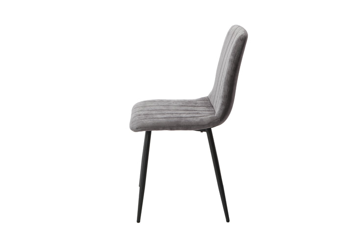 Aspen Straight Stitch Grey Dining Chair, Black Tapered Legs (Pair) Grey Black (DHD) Image 3