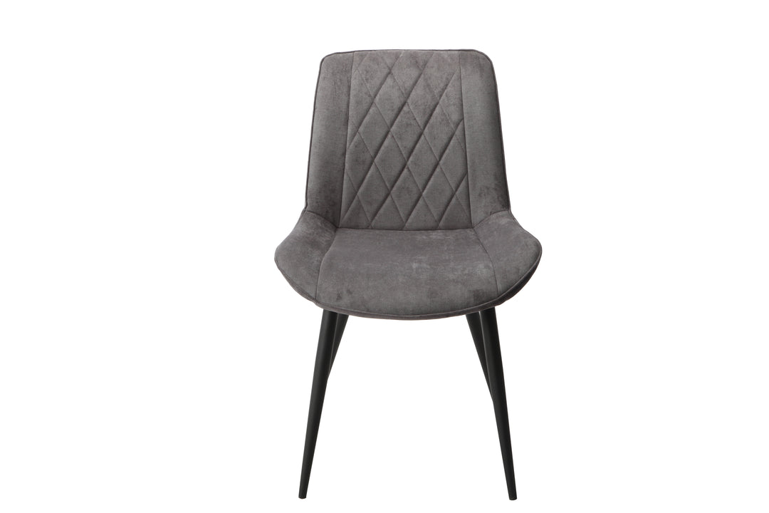 Aspen Diamond Stitch Grey Fabric Dining Chair, Black Tapered Legs (Pair) Grey Black (DHD) Image 2