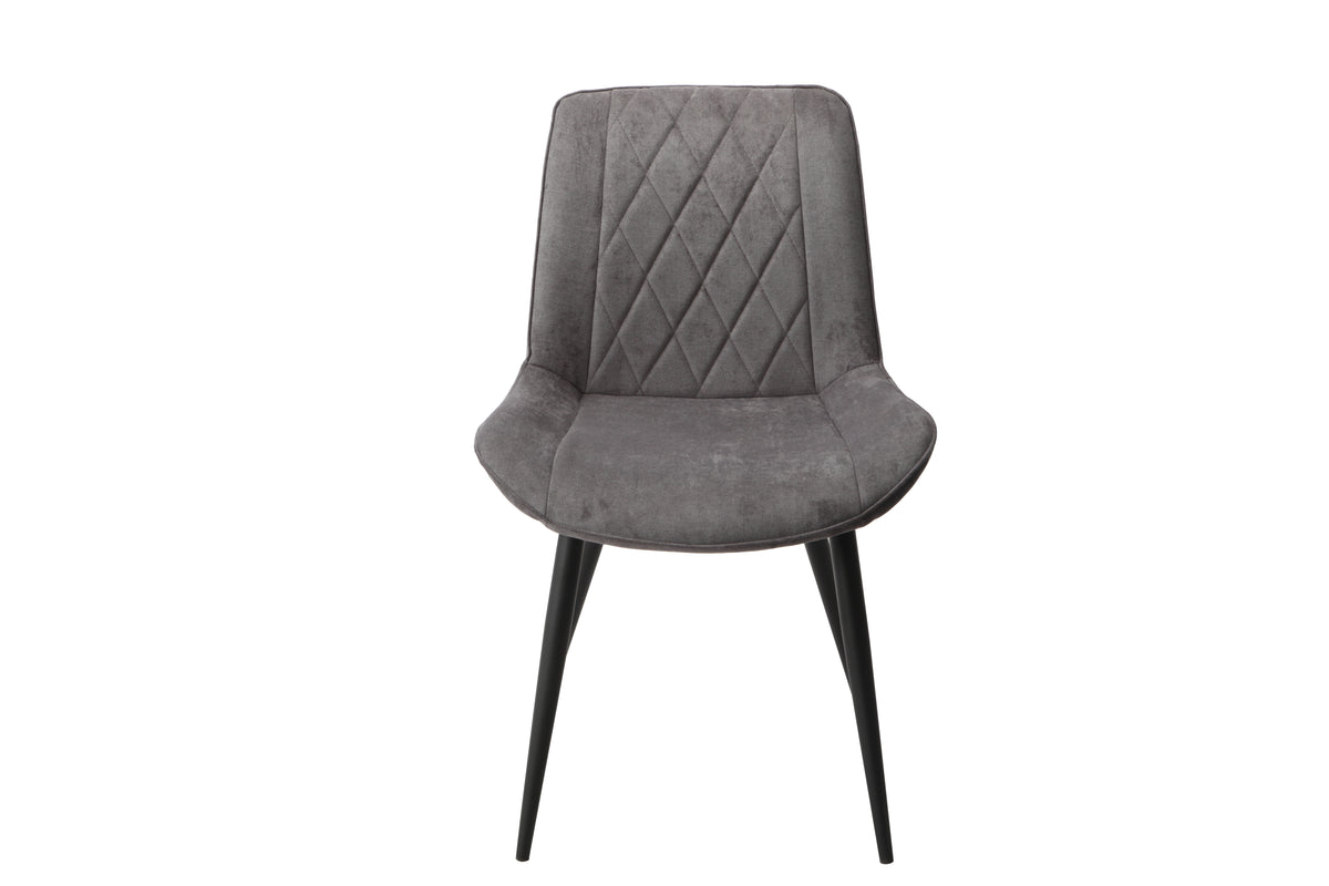 Aspen Diamond Stitch Grey Fabric Dining Chair, Black Tapered Legs (Pair) Grey Black (DHD) Image 2