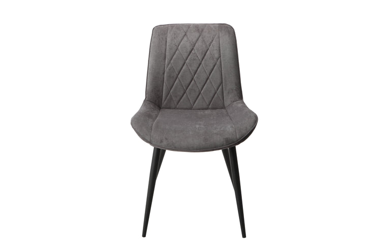 Aspen Diamond Stitch Grey Fabric Dining Chair, Black Tapered Legs (Pair) Grey Black (DHD) Image 2