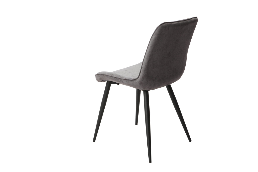 Aspen Diamond Stitch Grey Fabric Dining Chair, Black Tapered Legs (Pair) Grey Black (DHD) Image 4
