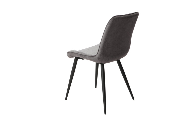 Aspen Diamond Stitch Grey Fabric Dining Chair, Black Tapered Legs (Pair) Grey Black (DHD) Image 4