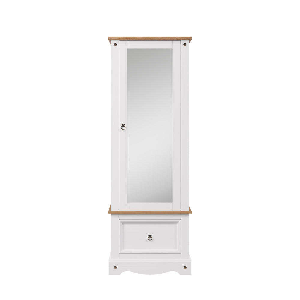 Corona White Armoire With Mirrored Door White Wax Antique Waxed Pine (DHD) Image 2