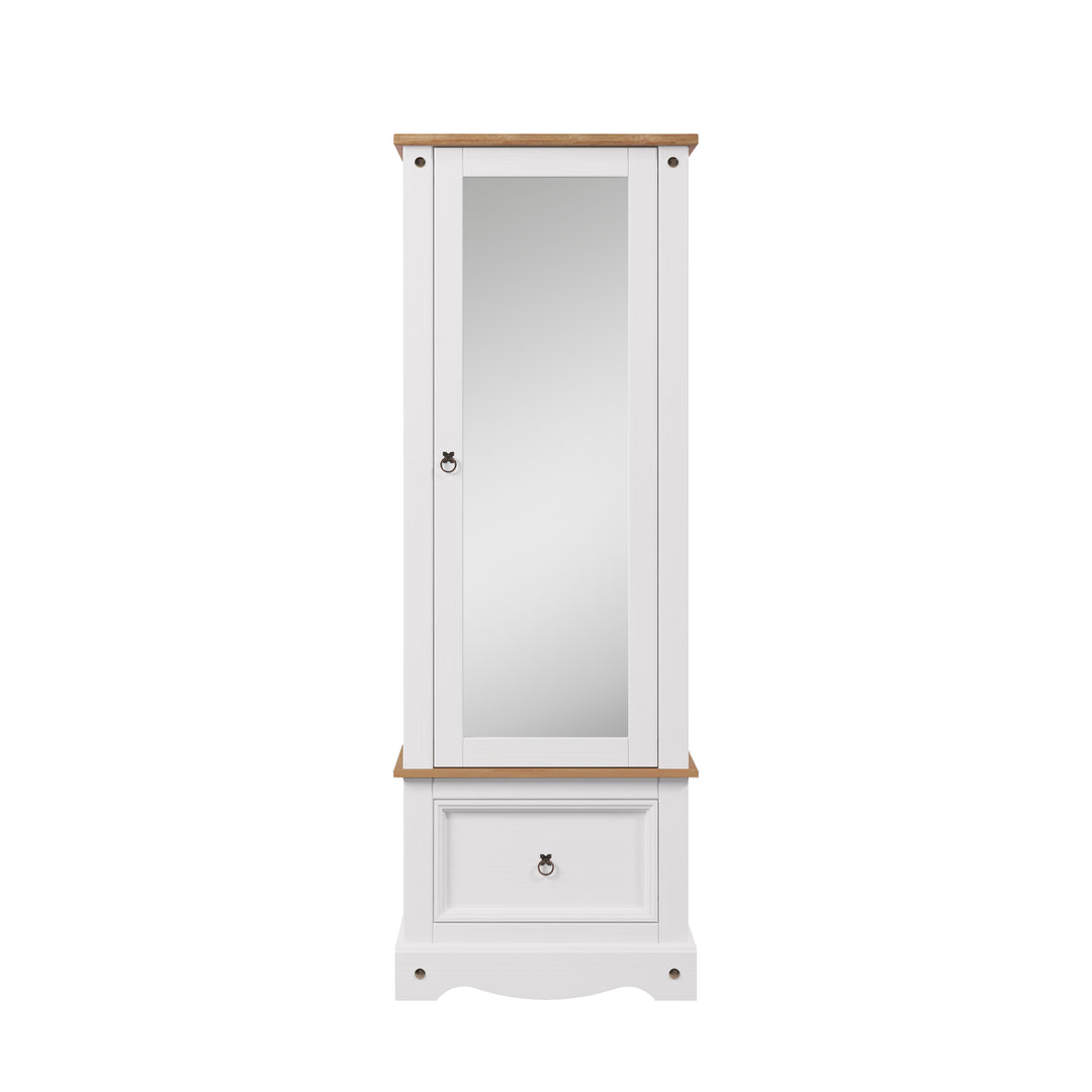 Corona White Armoire With Mirrored Door White Wax Antique Waxed Pine (DHD) Image 2