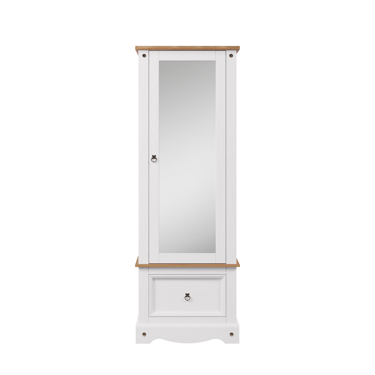 Corona White Armoire With Mirrored Door White Wax Antique Waxed Pine (DHD) Image 2