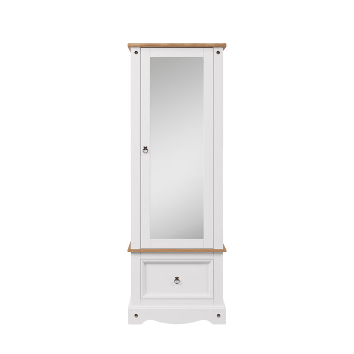 Corona White Armoire With Mirrored Door White Wax Antique Waxed Pine (DHD) Image 2