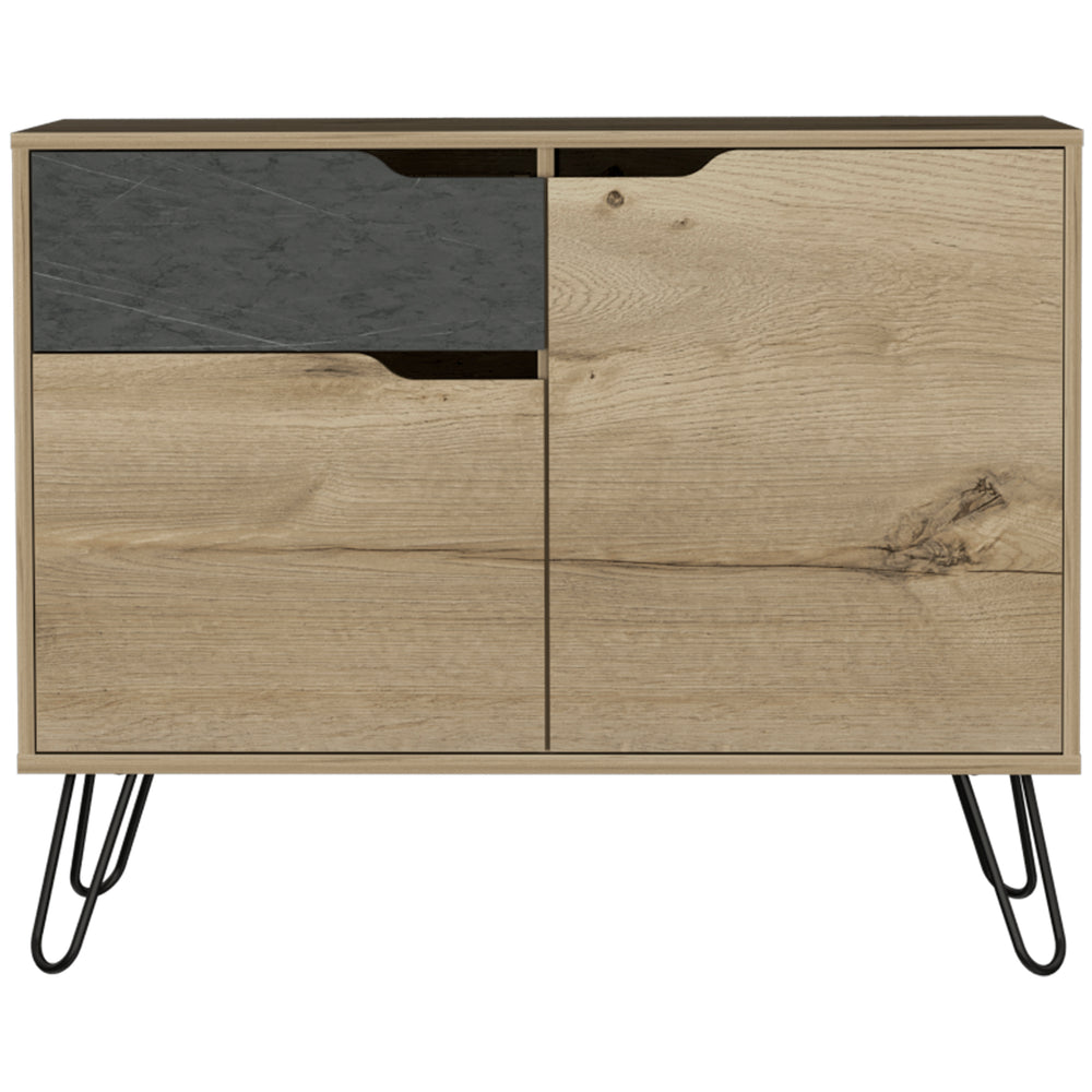 Manhattan Small Sideboard With 2 Doors & 1 Drawer  Bleached Pine Grey Stone (DHD) Image 2