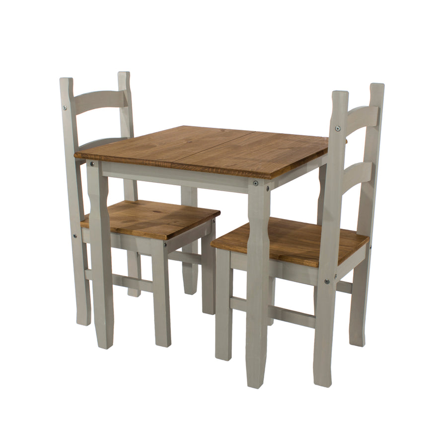 Corona Grey Square Dining Table & 2 Chair Set      Grey Wax Antique Waxed Pine (DHD) Image 1