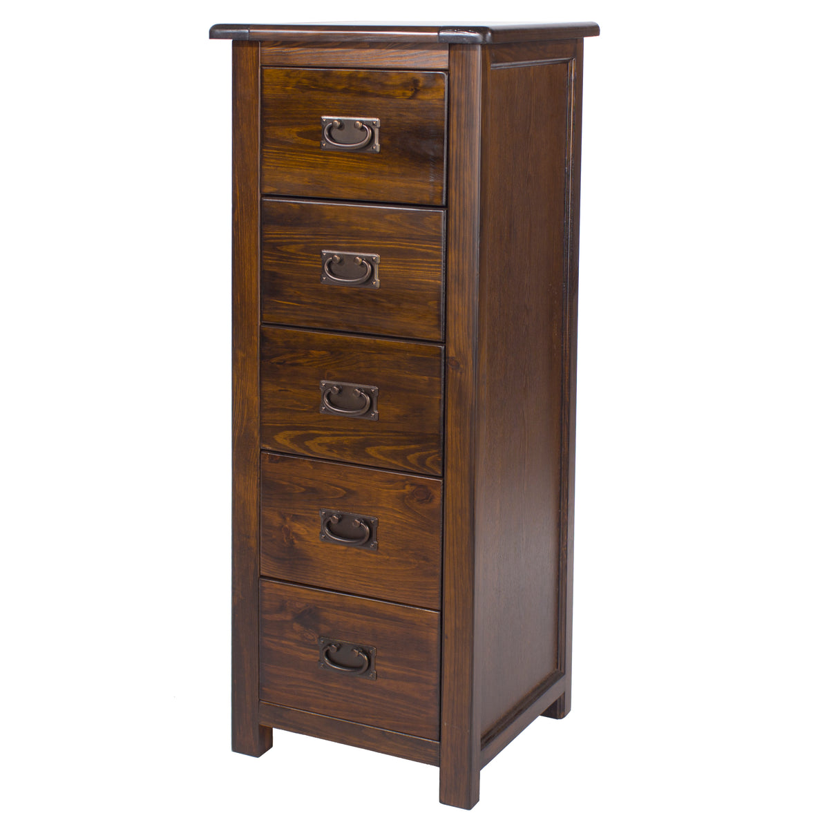 Boston 5 drawer narrow chest in dark brown