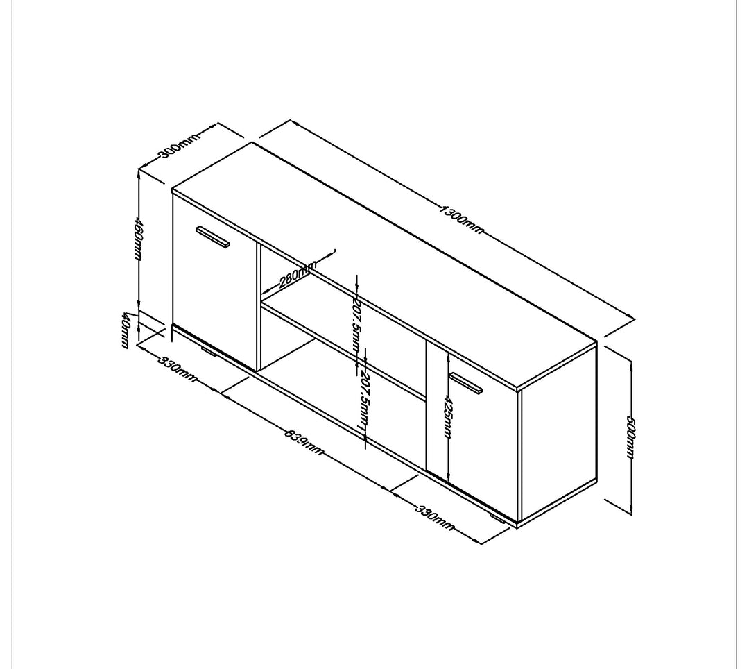 Lido 2 Door Widescreen Tv Unit White  (DHD) Image 4