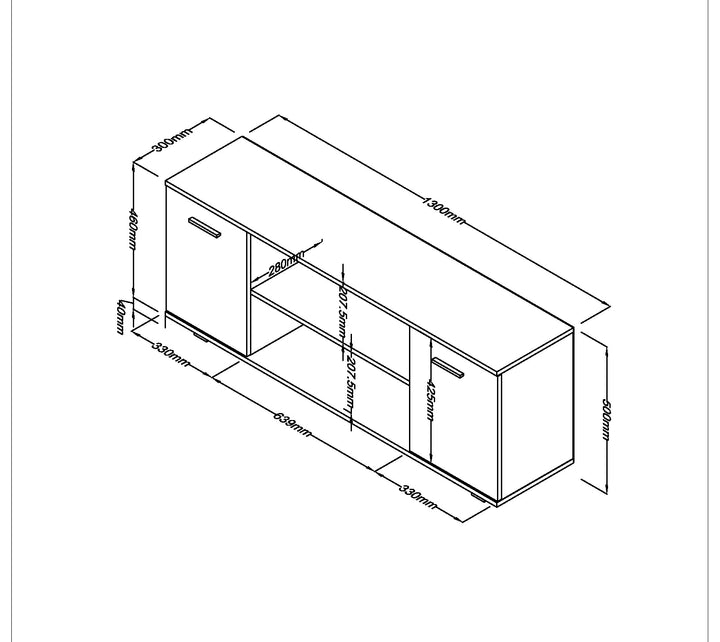 Lido 2 Door Widescreen Tv Unit White  (DHD) Image 4