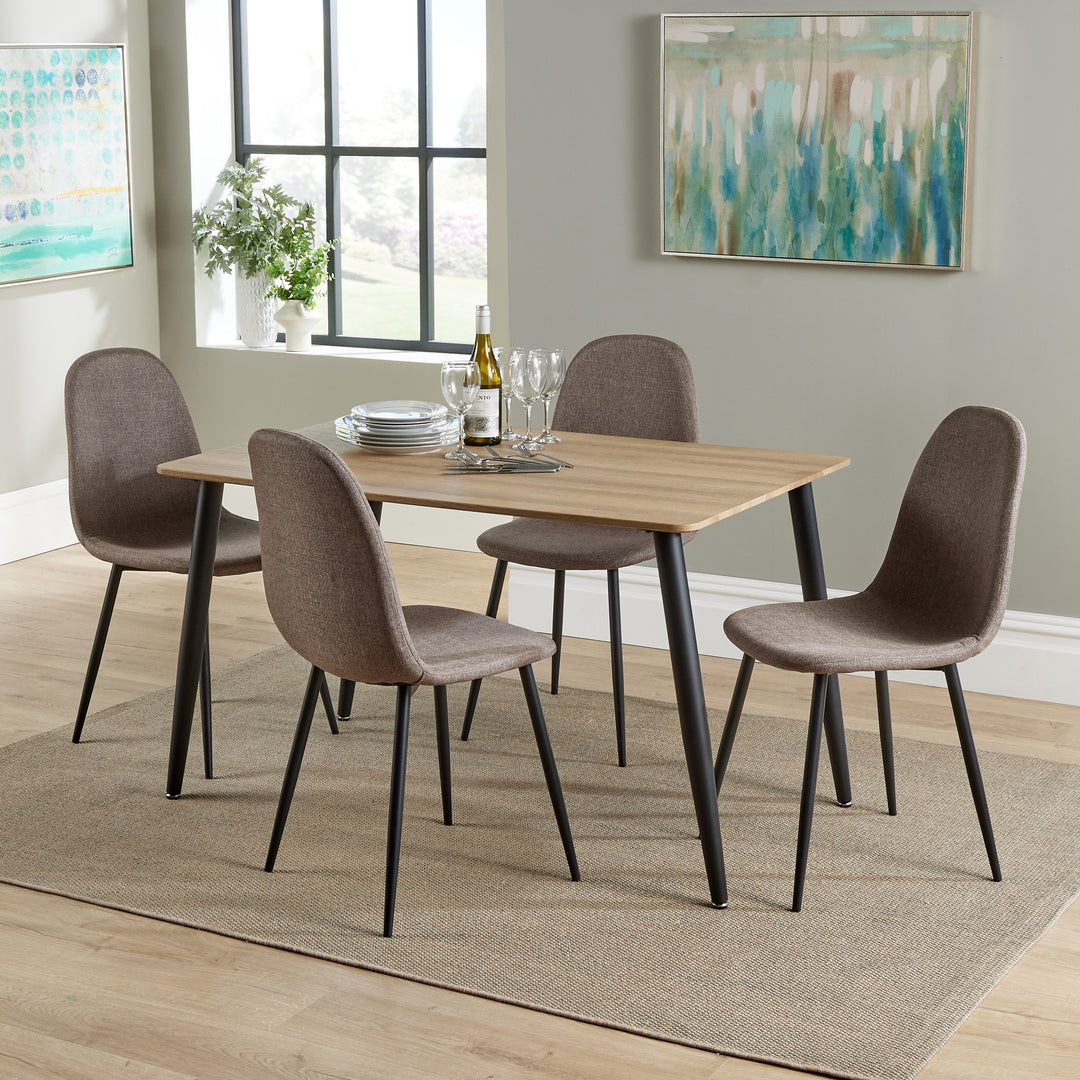 Aspen Rectangular Dining Table, Aged Oak Effect Foiled Top And 4 X Upholstered Chair Set  Aged Oak Brown (DHD) Image 6