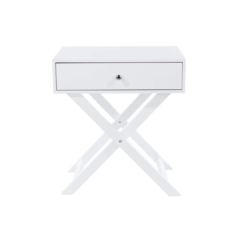 Options White X Leg  1 Drawer Petite Bedside Cabinet White  (DHD) Image 2