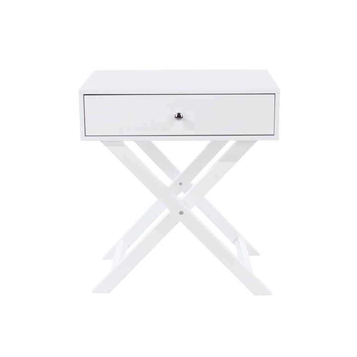 Options White X Leg  1 Drawer Petite Bedside Cabinet White  (DHD) Image 2