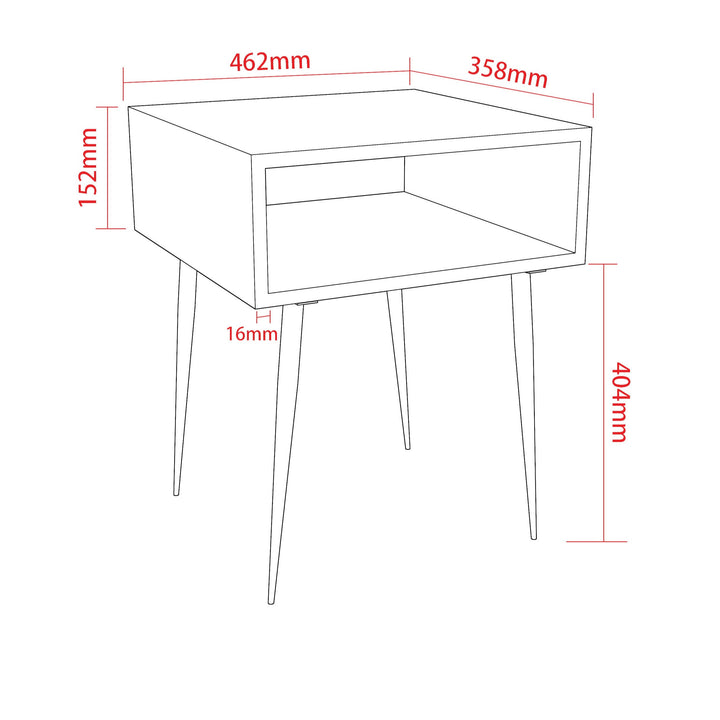 Options Galaxy Metal Bedside Table, Copper With Black Legs Copper Black (Self Assembly) (DHD)