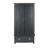 Dunkeld 2 Door, 1 Drawer Wardrobe Midnight Blue Antique Oak Effect Wax (DHD) Image 2