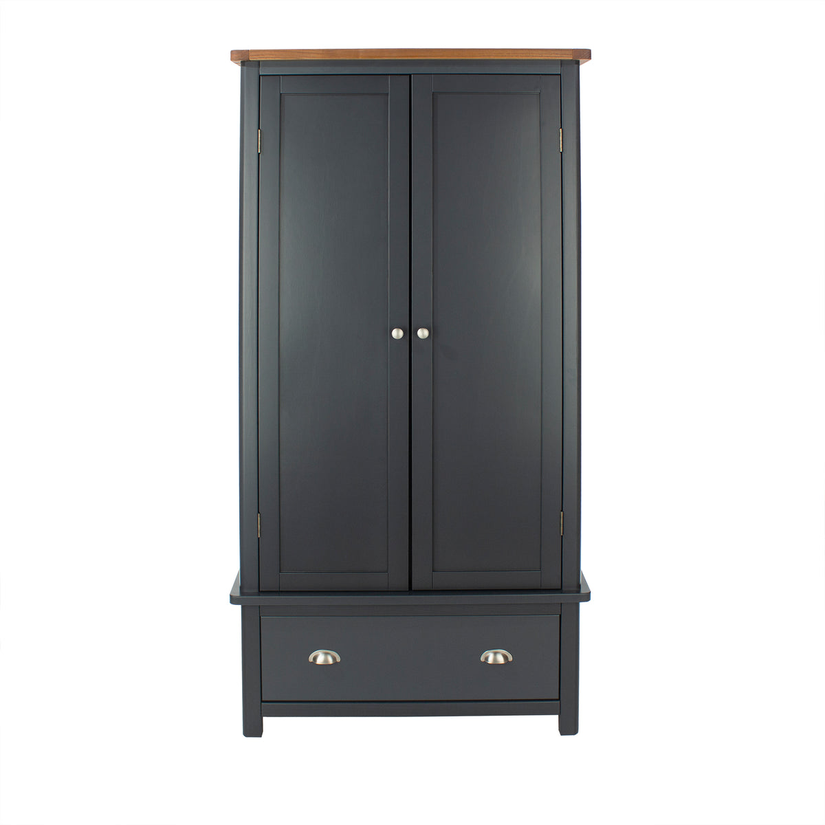 Dunkeld 2 Door, 1 Drawer Wardrobe Midnight Blue Antique Oak Effect Wax (DHD) Image 2