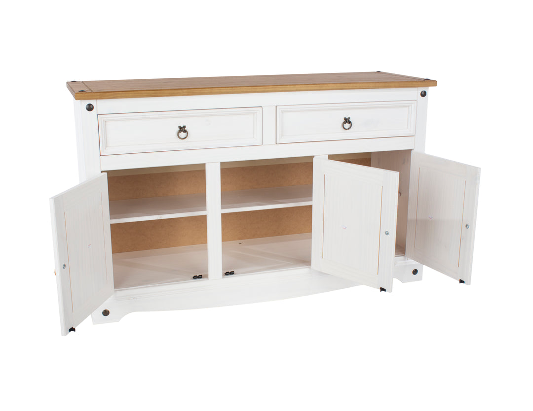 Corona White Medium Sideboard White Wax Antique Waxed Pine (DHD) Image 5