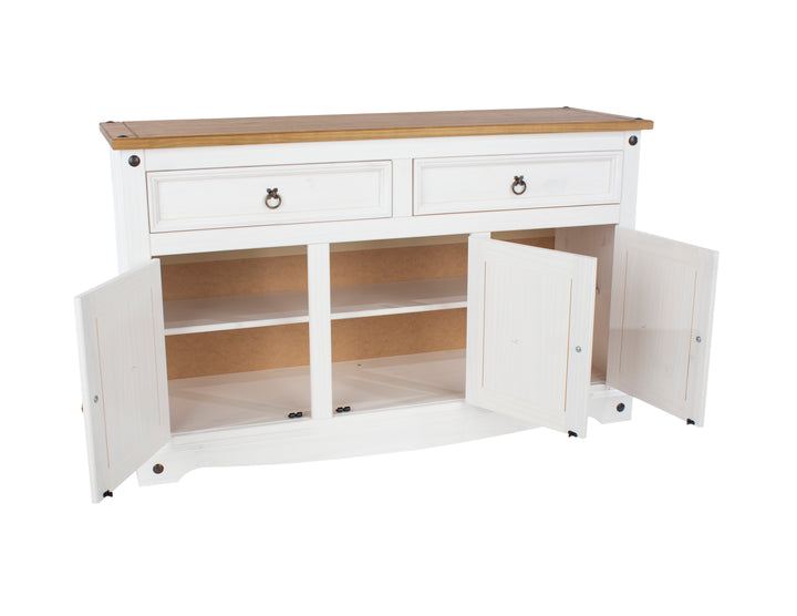 Corona White Medium Sideboard White Wax Antique Waxed Pine (DHD) Image 5
