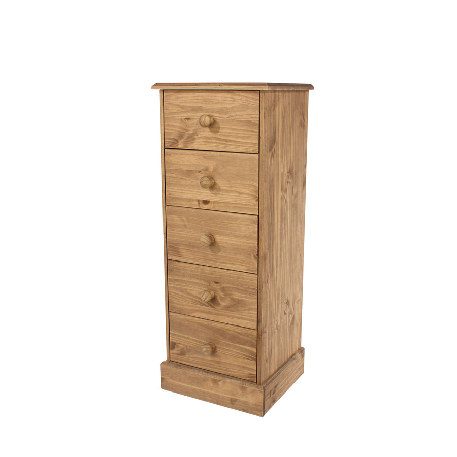 Cotswold 5 Drawer Narrow Chest Antique Waxed Pine  (DHD) Image 1
