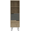 Manhattan Tall Bookcase, With 2 Doors Bleached Pine Grey Stone (DHD) Image 2