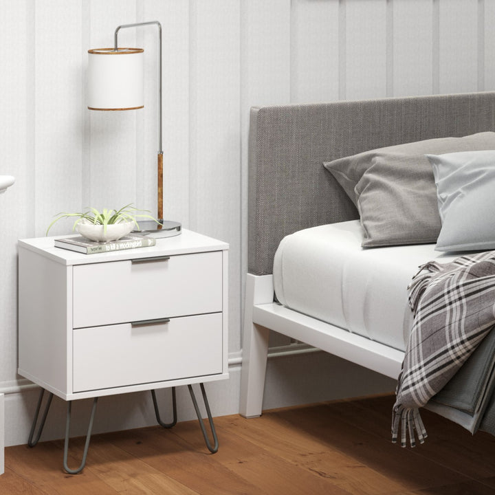 Augusta White 2 Drawer Bedside Cabinet White    (DHD) Image 5