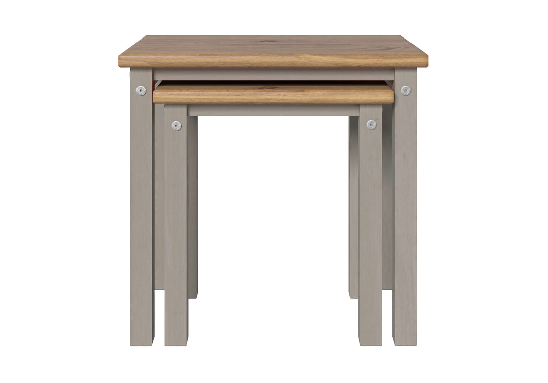 Linea Linea Nest Of 2 Tables Grey Antique Waxed Pine (DHD) Image 2