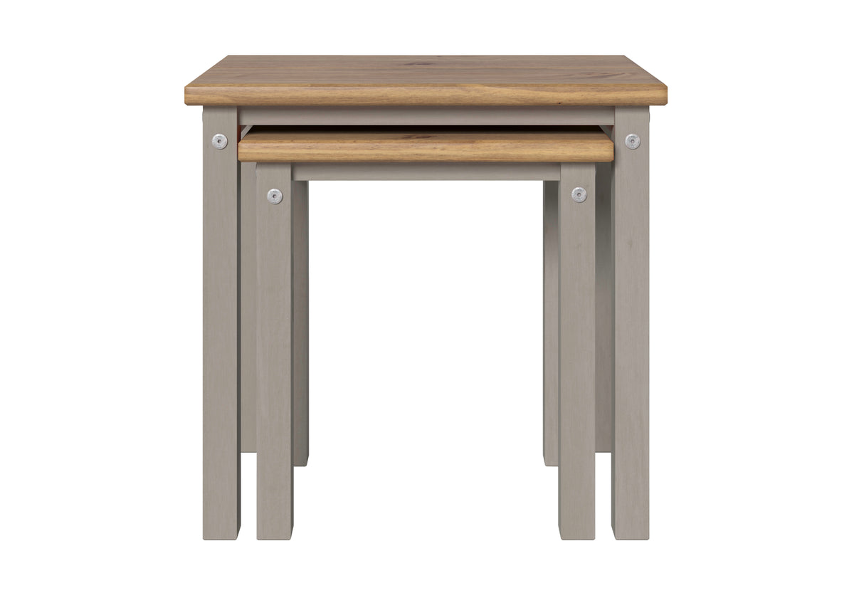 Linea Linea Nest Of 2 Tables Grey Antique Waxed Pine (DHD) Image 2