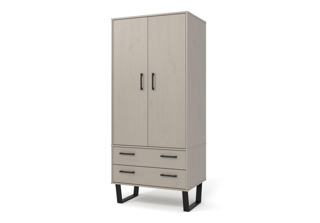 Texas 2 Door, 2 Drawer Wardrobe Grey Waxed Pine Black (DHD) Image 1