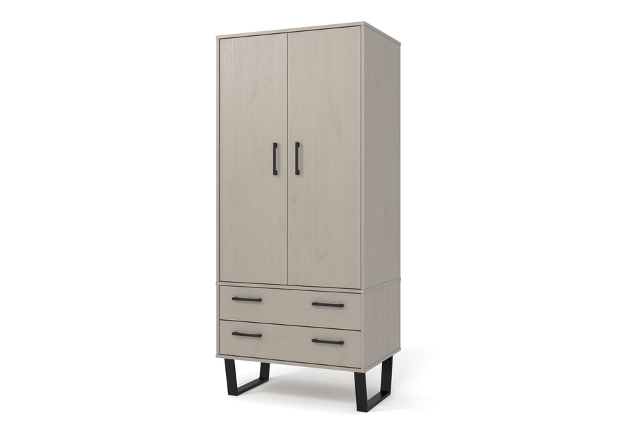 Texas 2 Door, 2 Drawer Wardrobe Grey Waxed Pine Black (DHD) Image 1