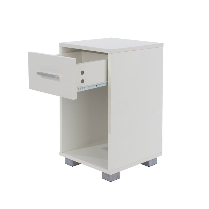 Lido 1 Drawer Compact Bedside Cabinet  White  (DHD) Image 4