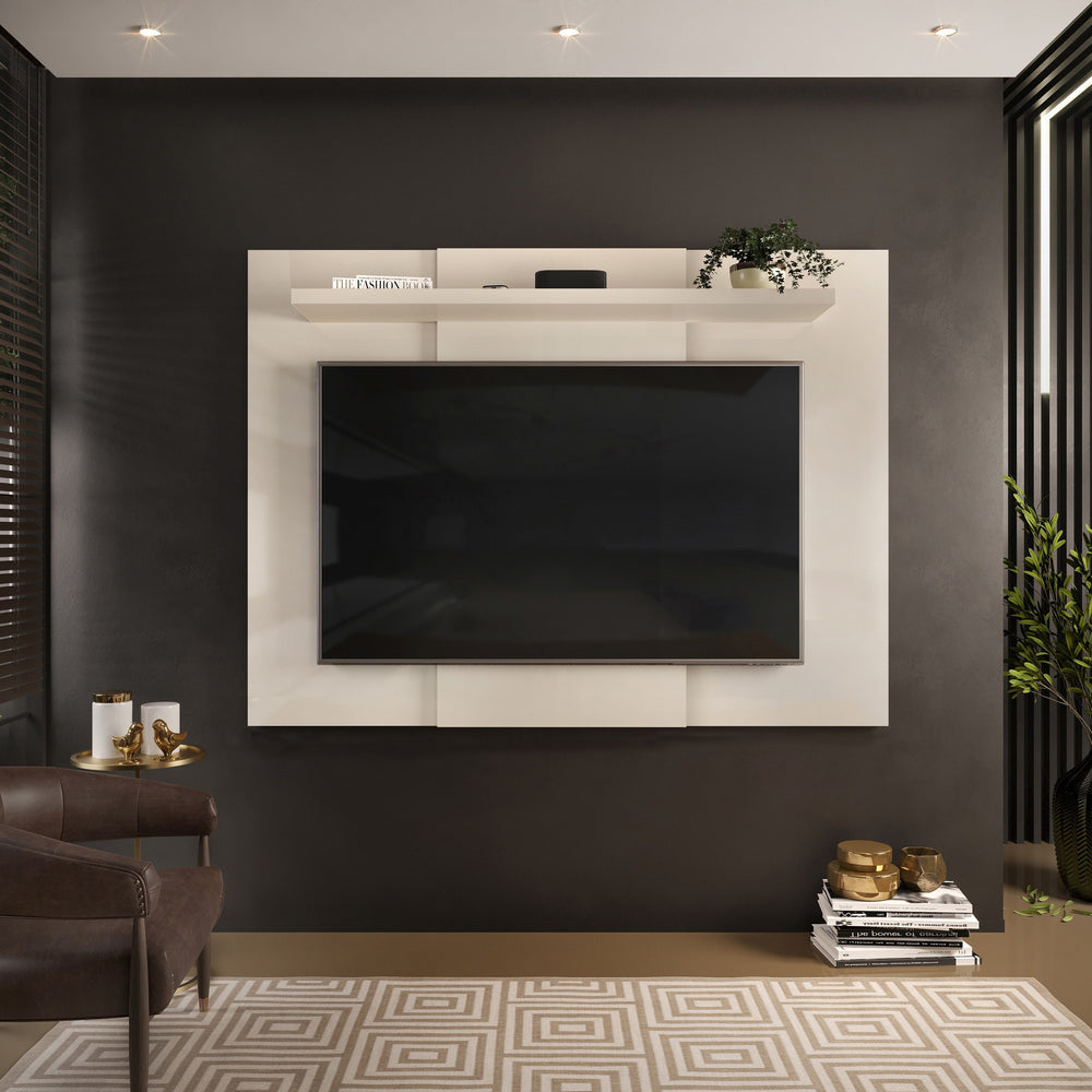 Lido Extendable Fixed Tv Wall Panel, Gloss White  White  (DHD) Image 2