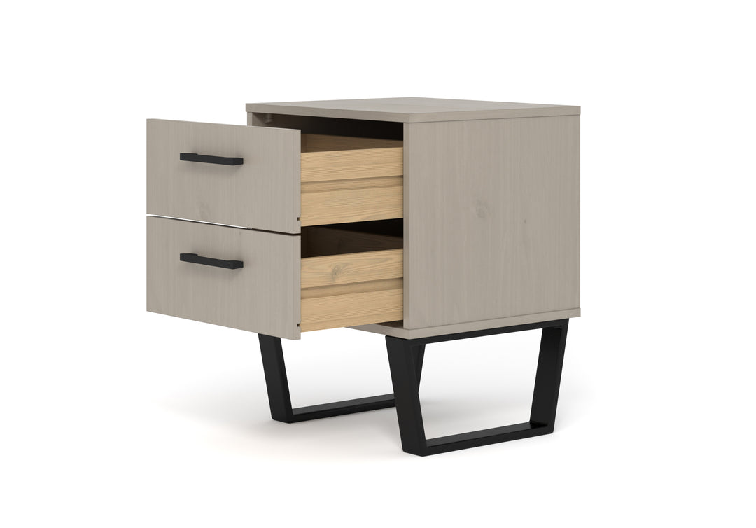 Texas 2 Drawer Bedside Cabinet Grey Waxed Pine Black (DHD) Image 3