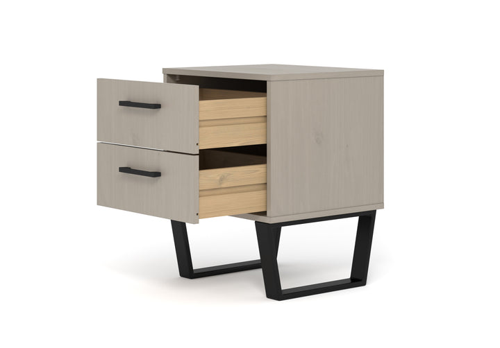 Texas 2 Drawer Bedside Cabinet Grey Waxed Pine Black (DHD) Image 3