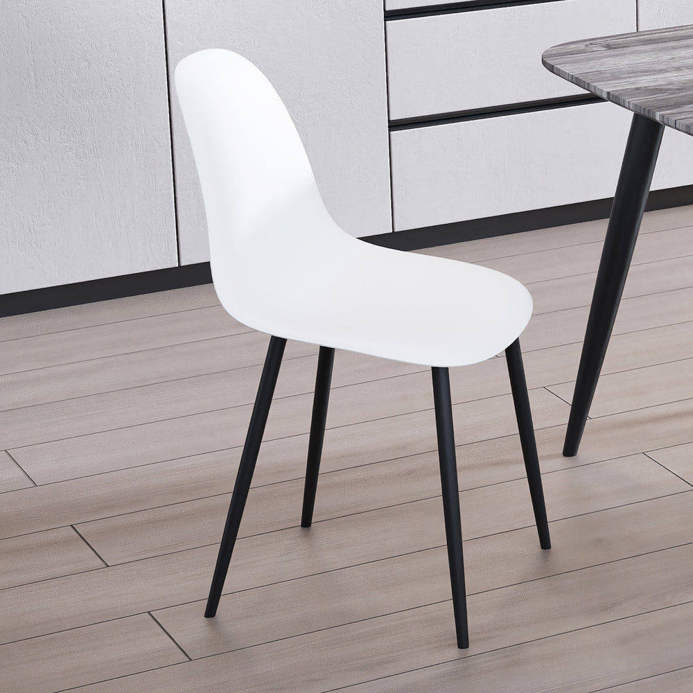 Aspen Curve Chair, White Plastic Seat With Black Metal Legs (Pair) White Black (DHD) Image 2