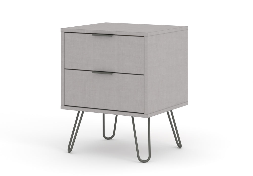 Augusta Grey 2 Drawer Bedside Cabinet Grey   (DHD) Image 1