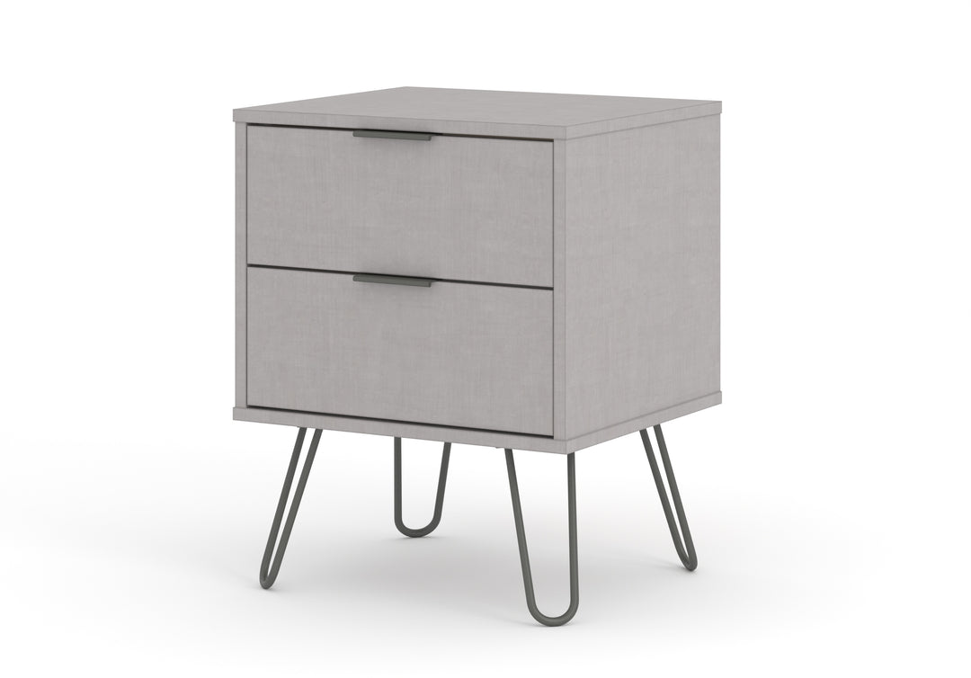 Augusta Grey 2 Drawer Bedside Cabinet Grey   (DHD) Image 1