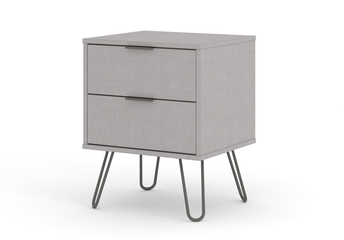 Augusta Grey 2 Drawer Bedside Cabinet Grey   (DHD) Image 1