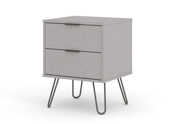 Augusta Grey 2 Drawer Bedside Cabinet Grey   (DHD) Image 1