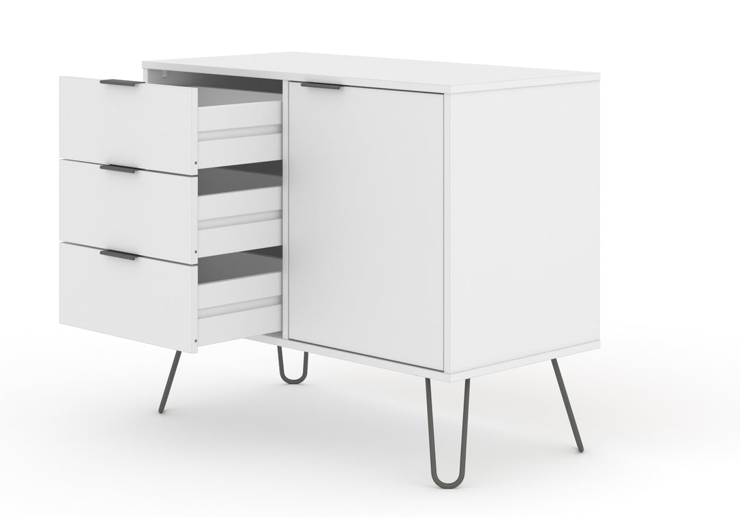 Augusta White Small Sideboard With 1 Door, 3 Drawers White    (DHD) Image 4