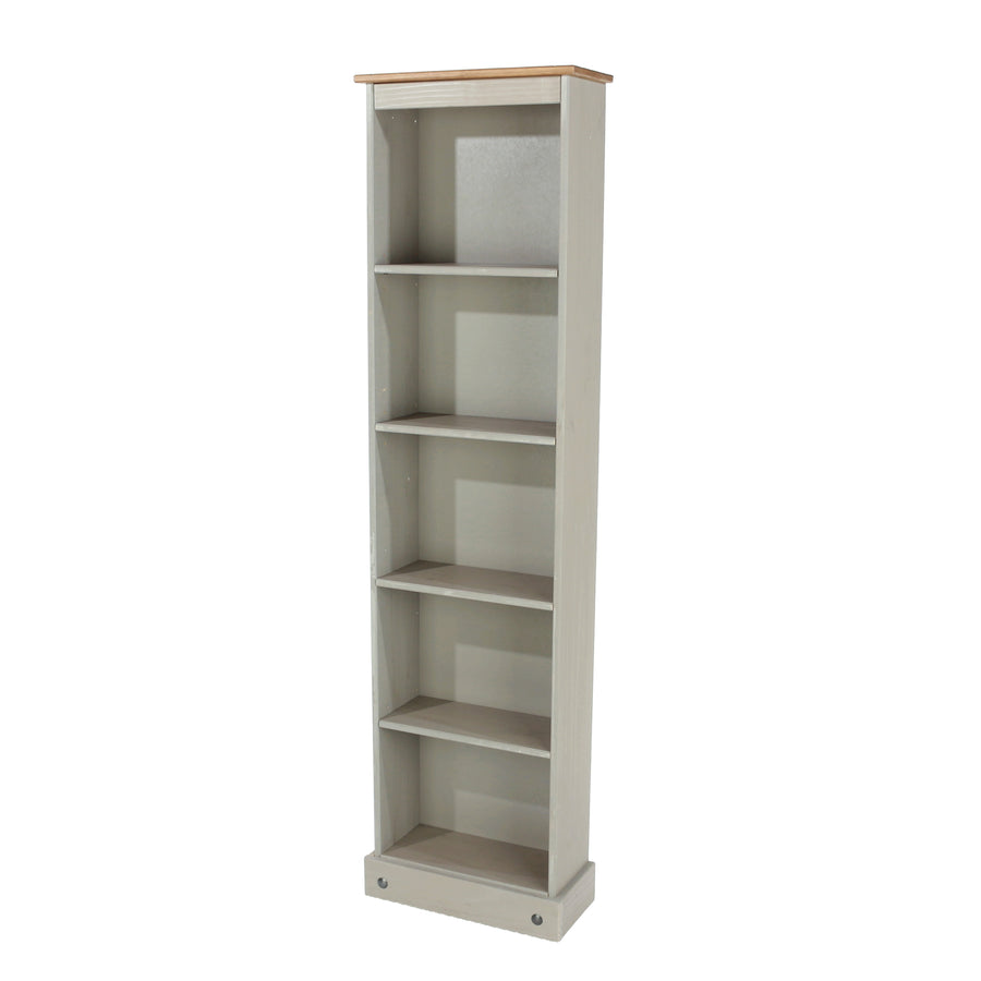 Corona Grey Tall Narrow Bookcases  Grey Wax Antique Waxed Pine (DHD) Image 1
