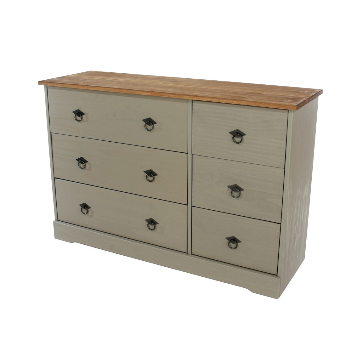 Corona Classic 3+3 Drawer Wide Chest Of Drawers Grey Antique (Self Assembly) (DHD)
