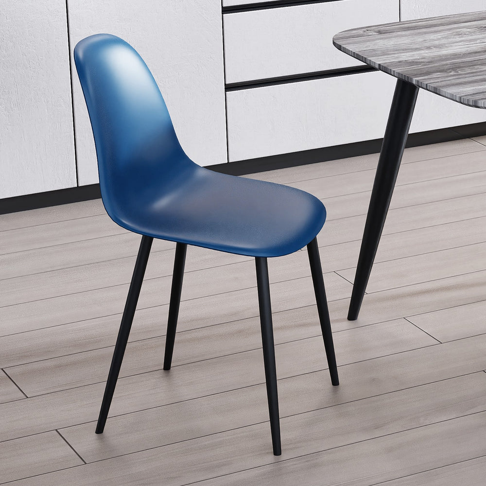 Aspen Curve Chair, Blue Plastic Seat With Black Metal Legs (Pair) Blue Black (DHD) Image 2