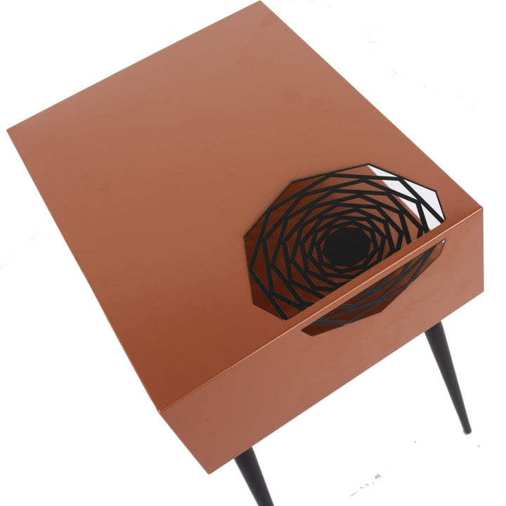 Options Galaxy Metal Bedside Table, Copper With Black Legs Copper Black (Self Assembly) (DHD)