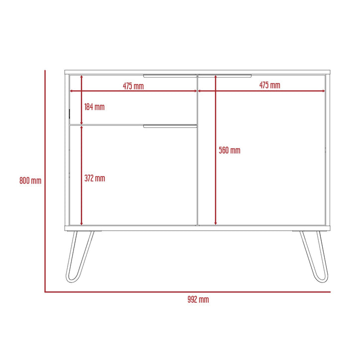 Vegas Small Sideboard With 2 Doors And Drawer Bleached Oak Grey (DHD) Image 7