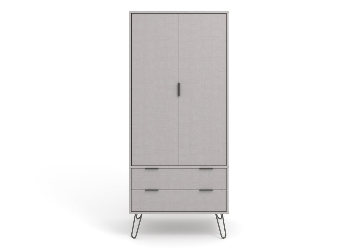 Augusta Grey 2 Door, 2 Drawer Wardrobe Grey   (DHD) Image 2
