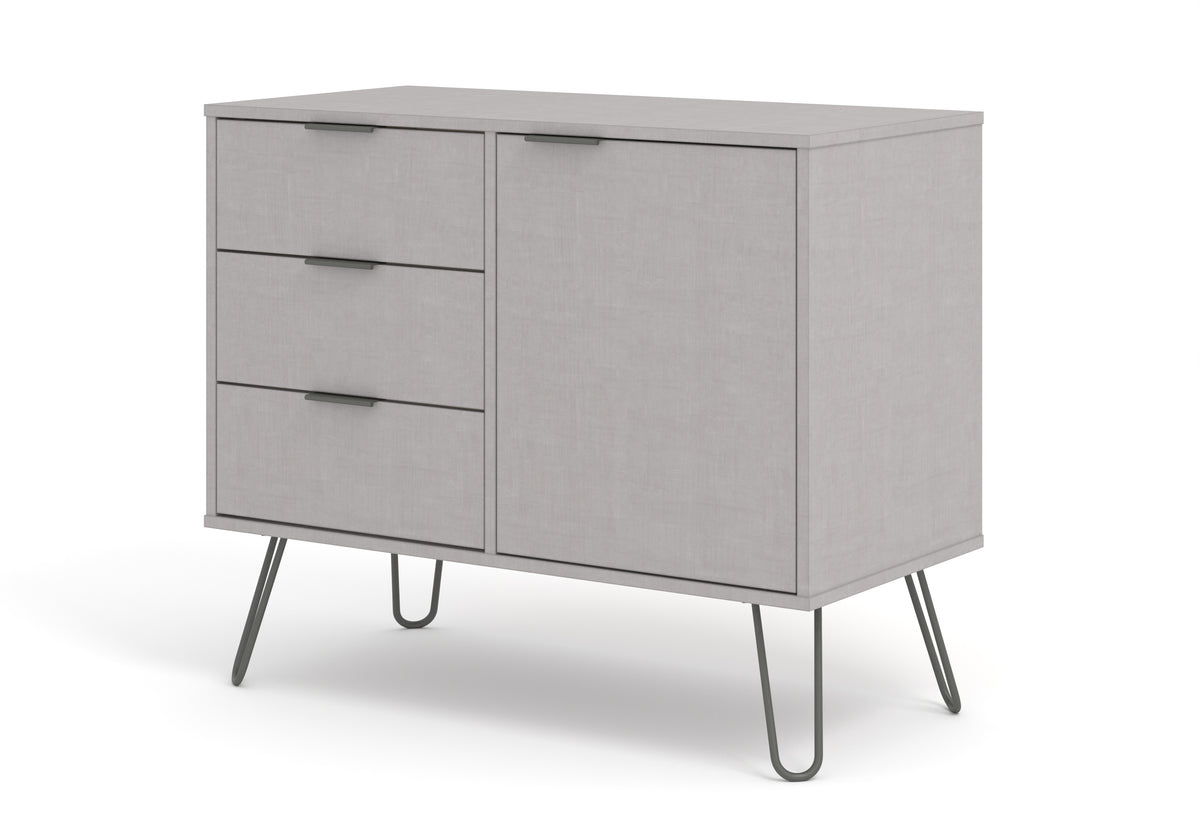 Augusta Grey Small Sideboard With 1 Doors, 3 Drawers Grey   (DHD) Image 1