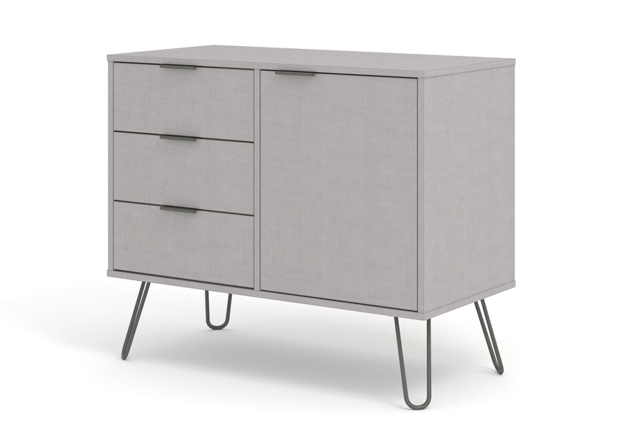 Augusta Grey Small Sideboard With 1 Doors, 3 Drawers Grey   (DHD) Image 1